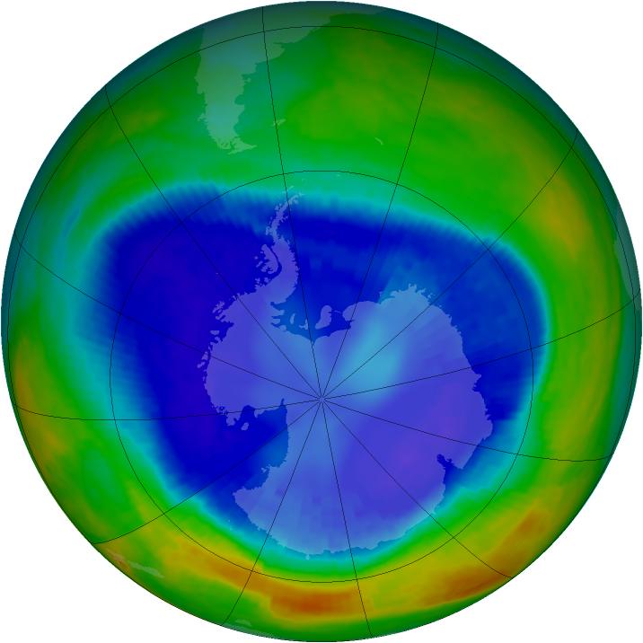Antarctic ozone map for 02 September 2003